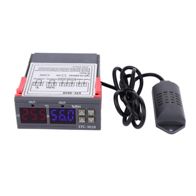 Temperature Control 12V/24V/110V /220V Digital Display Temperature And Humidity Controller Meter With Integrated Sensor(12V) STC-3028