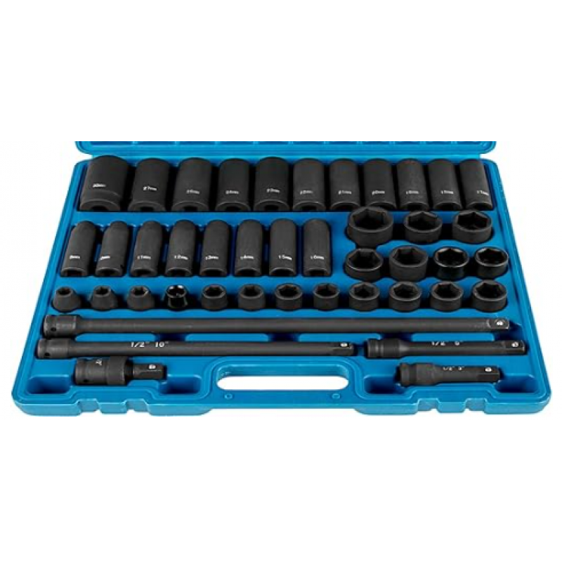 Impact Socket Set 1/2 Inches 43 Piece Impact Sockets, 1/2 Inches Drive Socket Set